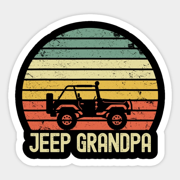 Jeep Grandpa Vintage Jeep Retro Jeep Sunset Jeep Jeep Papa Jeep Men Sticker by Liza Canida